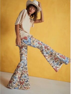 Free people Butterfly Print Flared Pants - Multicolor